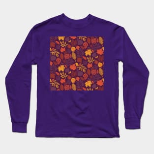 Eggplant Fall Leaves Long Sleeve T-Shirt